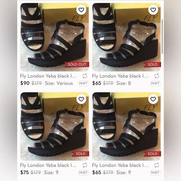 FLY LONDON Yeba Black Suede Ankle Strap Wedges Shoes Womens EU38 US 7.5 - 8 - Picture 13 of 13